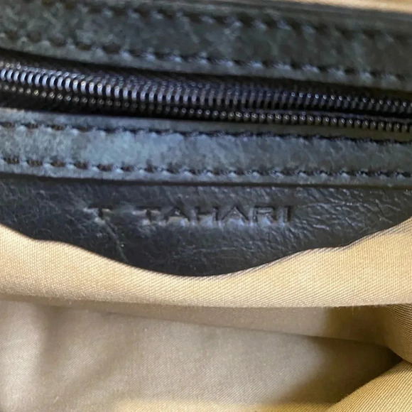 T Tahari black leather satchel handbag - Picture 13 of 15